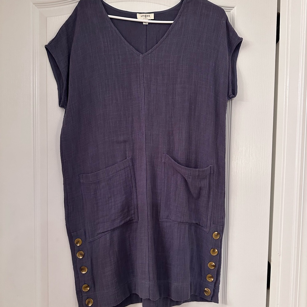 Navy blue button detail dress